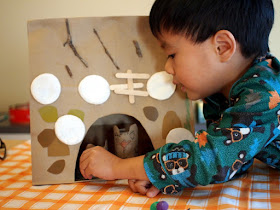 Paper bag and toilet roll hibernating bear craft