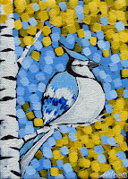 painting of a songbird at sivertson gallery by artist aaron kloss