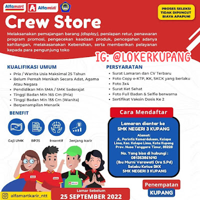 Lowongan Kerja Alfamart NTT Sebagai Crew Store (Kupang)