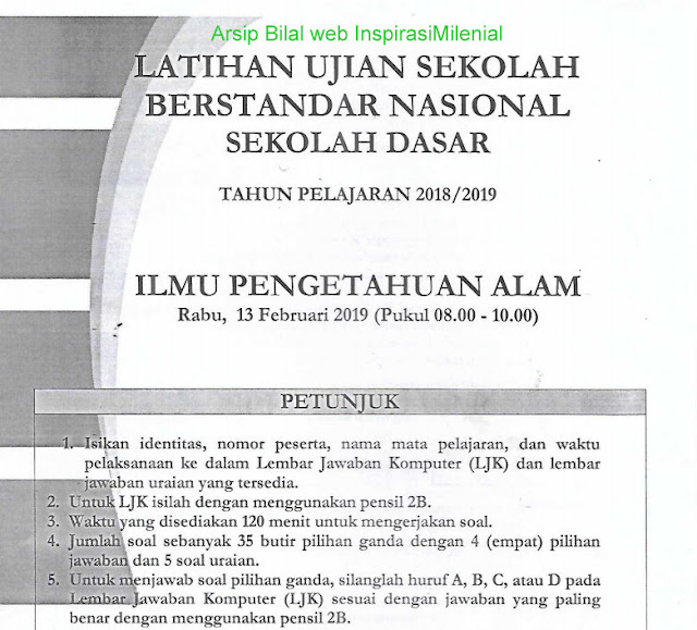 Download Soal Latihan USBN IPA Kelas 6 SD Terbaru TAHUN 2019