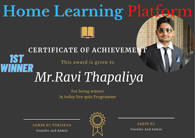 A Lot Of Congratulations For Being 1st Winner Mr.Ravi Thapaliya|| 2PM Live Quiz