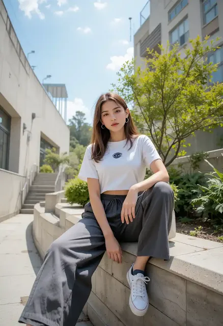 Cropped Graphic Tee + Wide-Leg Pants