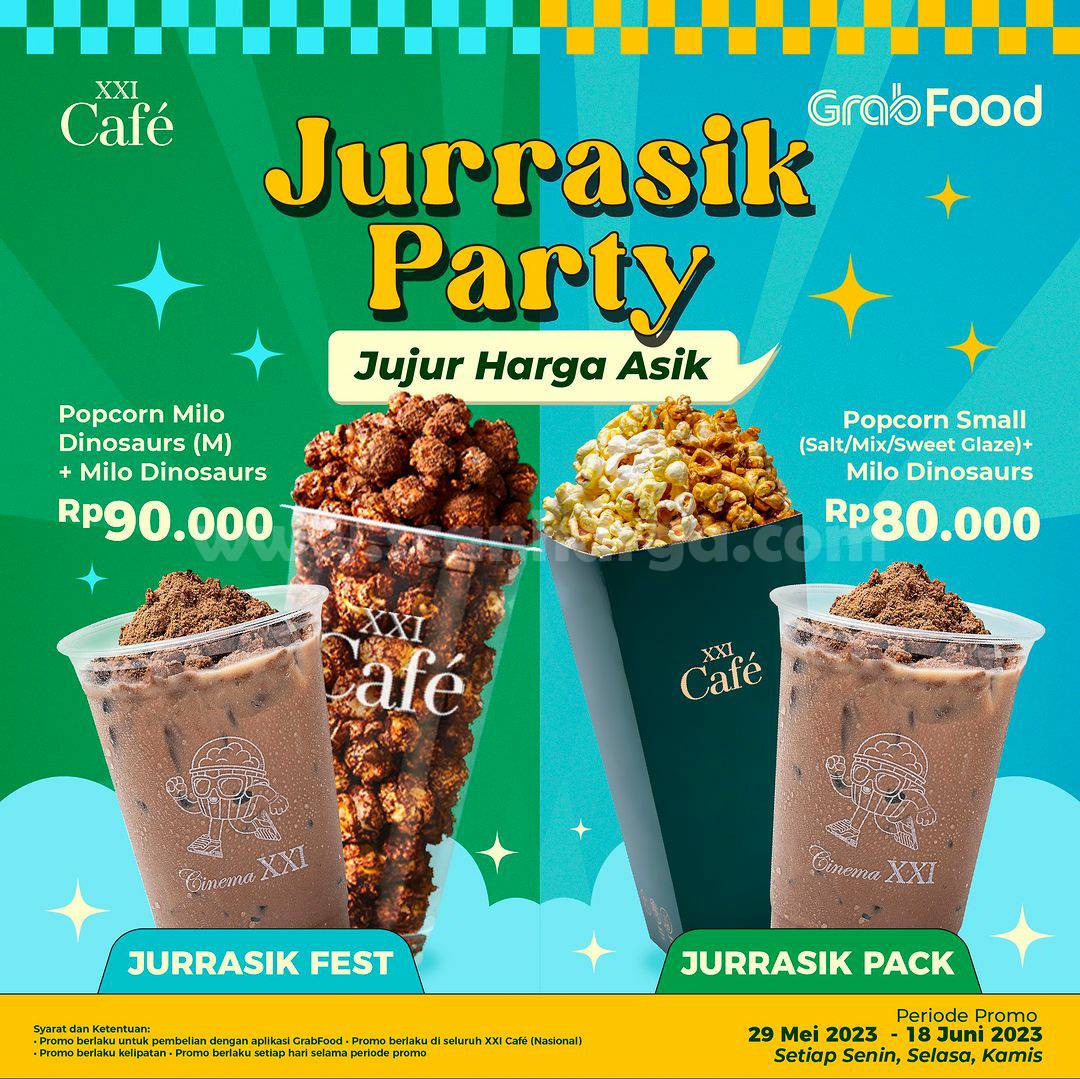 Promo XXI CAFE JURRASIK PARTY GRABFOOD – Harga Paket 80RB