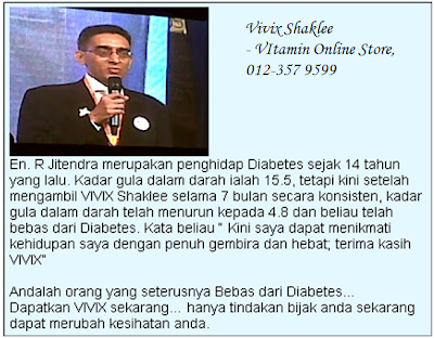testimoni vivix, vivix untuk kencing manis, vivix untuk diabetes