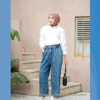 baju kondangan simple hijab celana jeans