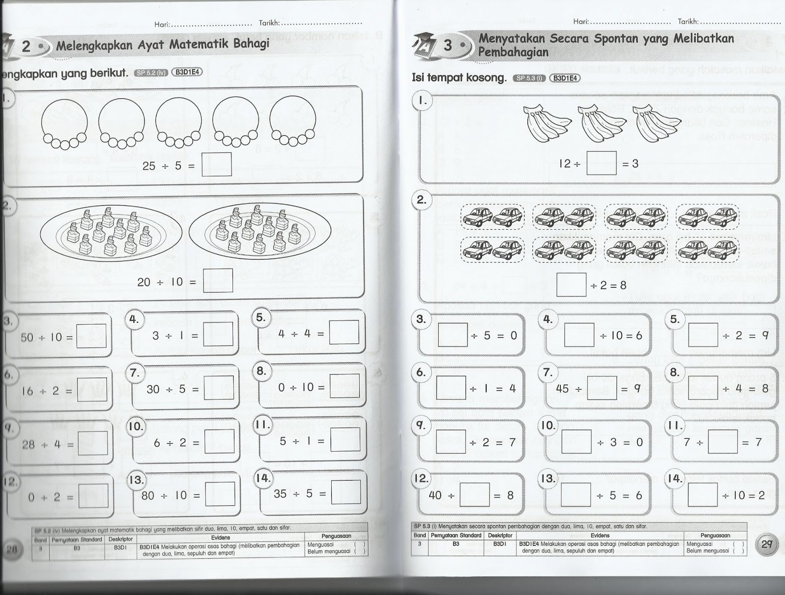 Dunia MATEMATIK & BAHASA CINA: Latihan KSSR Tahun 2 - Bahagi