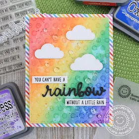 Sunny Studio Stamps: Rainbow Word Die Over The Rainbow Fluffy Clouds Frilly Frames Dies Everyday Card by Juliana Michaels