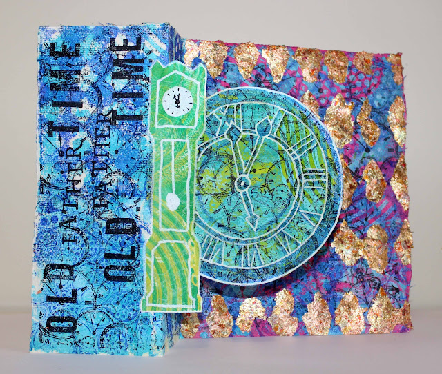 gold leaf close up old father time mixed media Gelli challenge