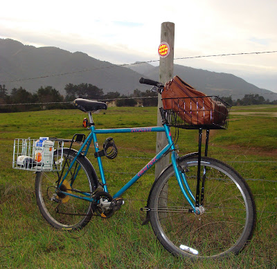 test ride Specialized Hard Rock commuter bike loaded basket panniers