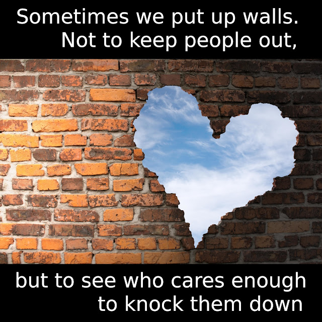 Sometimes we put up walls. Not to keep people out, but to see who cares enough to knock them down.