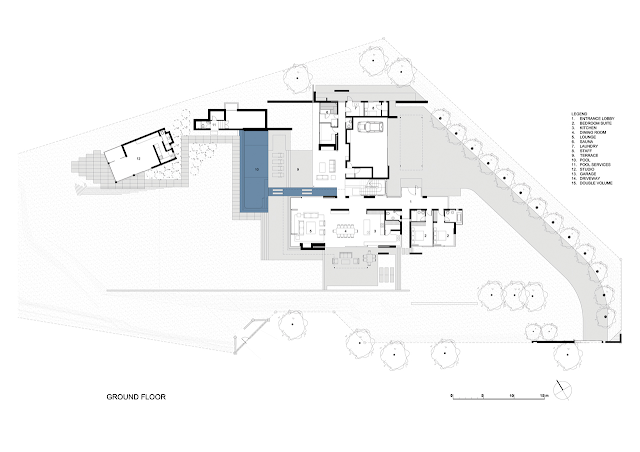 ... House floor plan, modern villa by SAOTA, Cape Town, South Africa