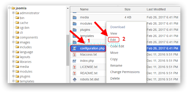 Cara Mengetahui Nama dan Password Database Joomla