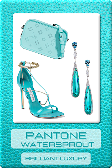 ♦Pantone Fashion Color Watersprout #pantone #shoes #bags #jewelry #blue #brilliantluxury
