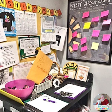 Use a staff bulletin board or shout-out board as part of your staff morale hub to keep information and celebrations in a centralized location.