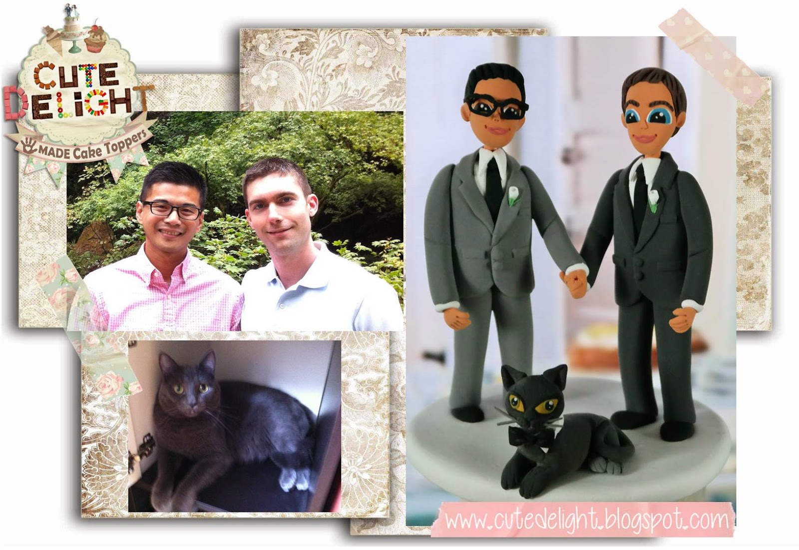 2 grooms wedding cake toppers