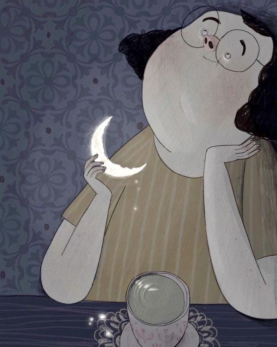 Giulia Pintus instagram ilustrações surreais agridoces meigas melancólicas noite lua