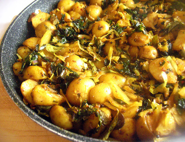 Potato, Red Kale and Cabbage Subji