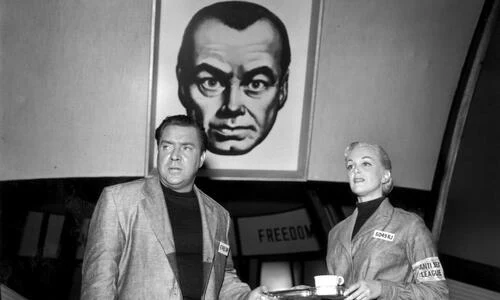 Edmond O'Brien as Winston Smith and Jan Sterling as Julia, in an adaptation of Nineteen Eighty-Four, 3 June 1955.