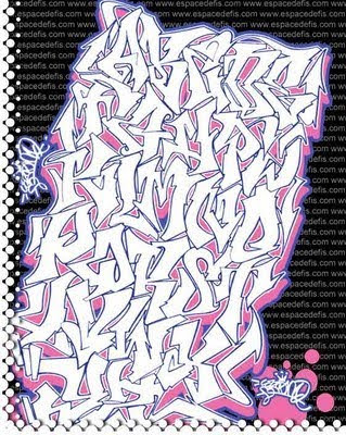 Graffiti Alphabet Letter A-Z Pink Colour