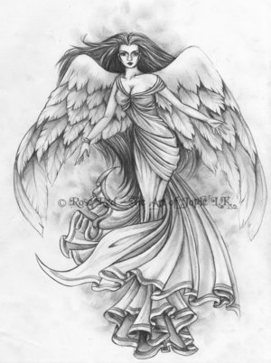 angel wings tattoo for girl design