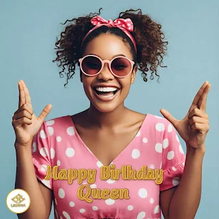 Smiling woman- Happy birthday queen meme
