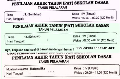 Kumpulan Soal PAT atau UAS Semester 2 Kelas 4 K13 