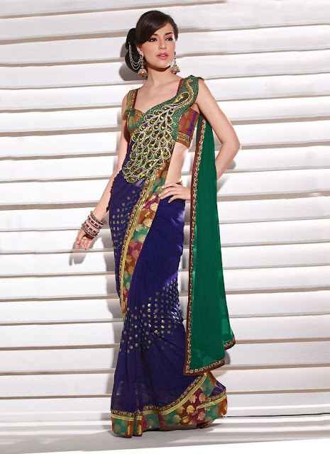 Hanging or Falling Pallu and Butterfly Look saree