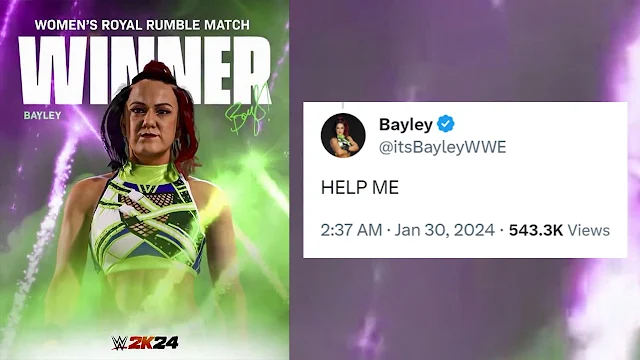 WWE super star Bailey reacts to her WWE 2K24 character model