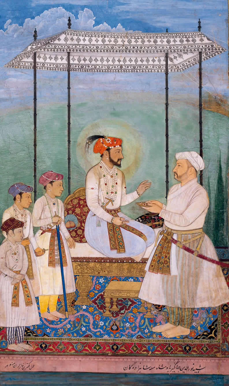 Shah Jahan is accompanied by his three sons
