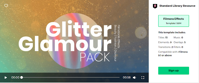 Filmstocks Glitter Glamour Pack | Free Filmora 9.3 Collection Video Effects