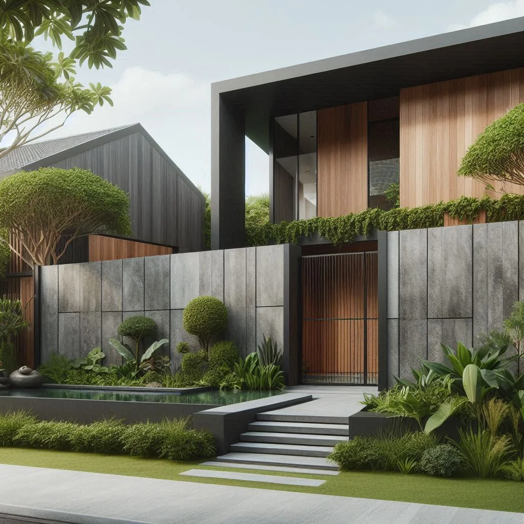 Desain Pagar Batu Alam Minimalis Terbaru