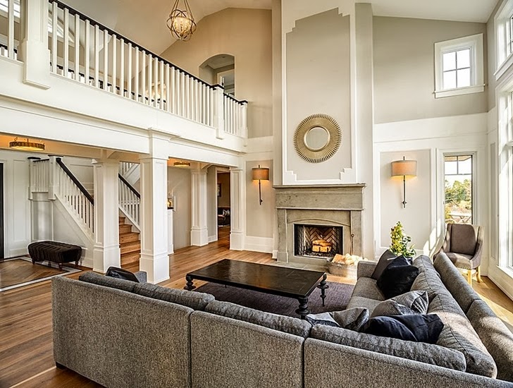 Living room in Stunning Canadian beach home