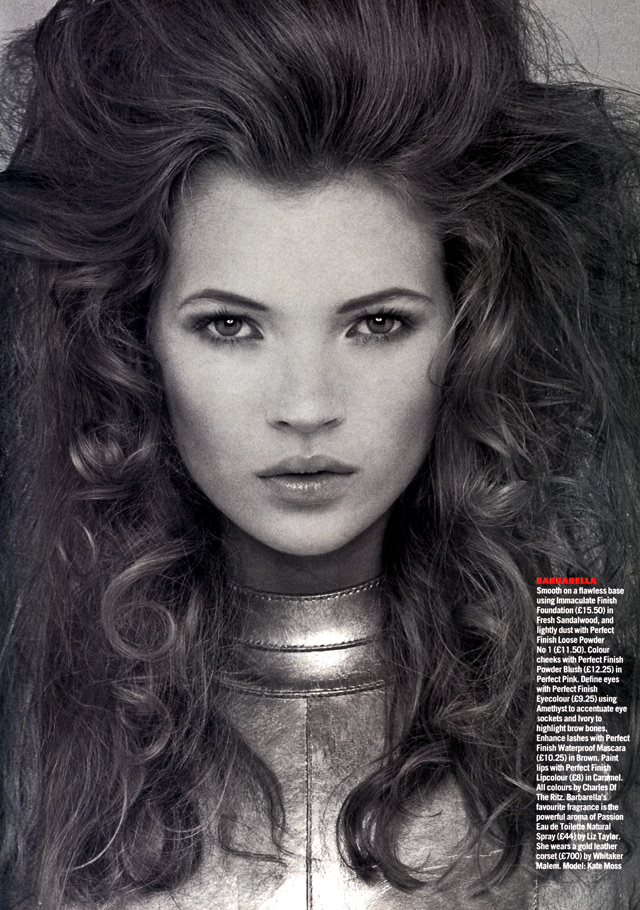 Kate Moss as Barbarella from a fashion feature called Cartoon Beauty with 