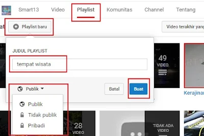 Cara membuat playlist di youtube