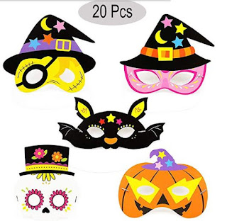 Halloween Masks, Angela&Alex 20PCS Halloween Photo Booth Props Halloween Supplies Pumpkin Bat Masks for Kids & Adults Dress-up Costume Trick-or-Treat Fancy Party