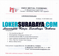 Lowongan Kerja di Indo Metal Forming Surabaya Oktober 2020