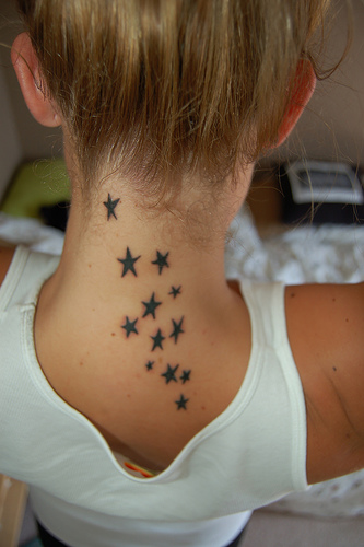 Beautifull Star Tattoos On Neck Design For Girls