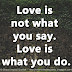 Love is not what you say. Love is what you do.