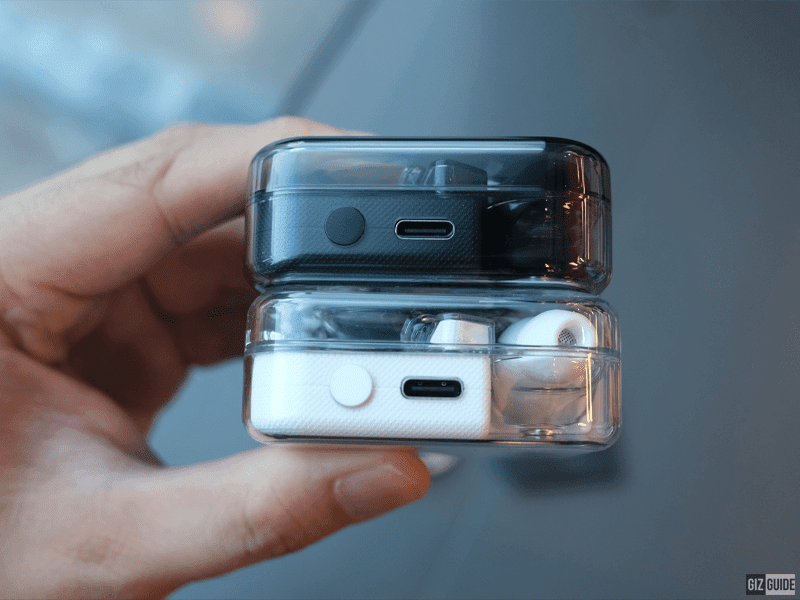 The USB-C port and pairing button