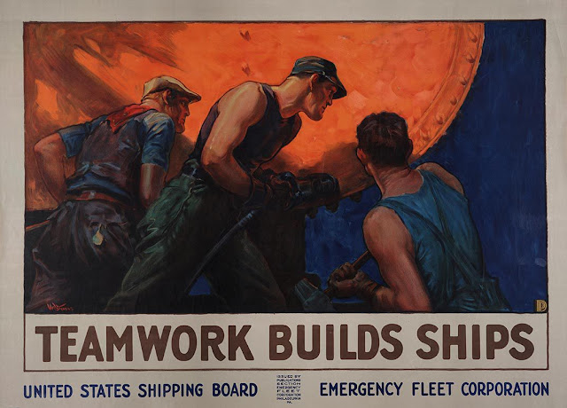 Teamwork Builds Ships, ca. 1918, William Dodge Stevens.