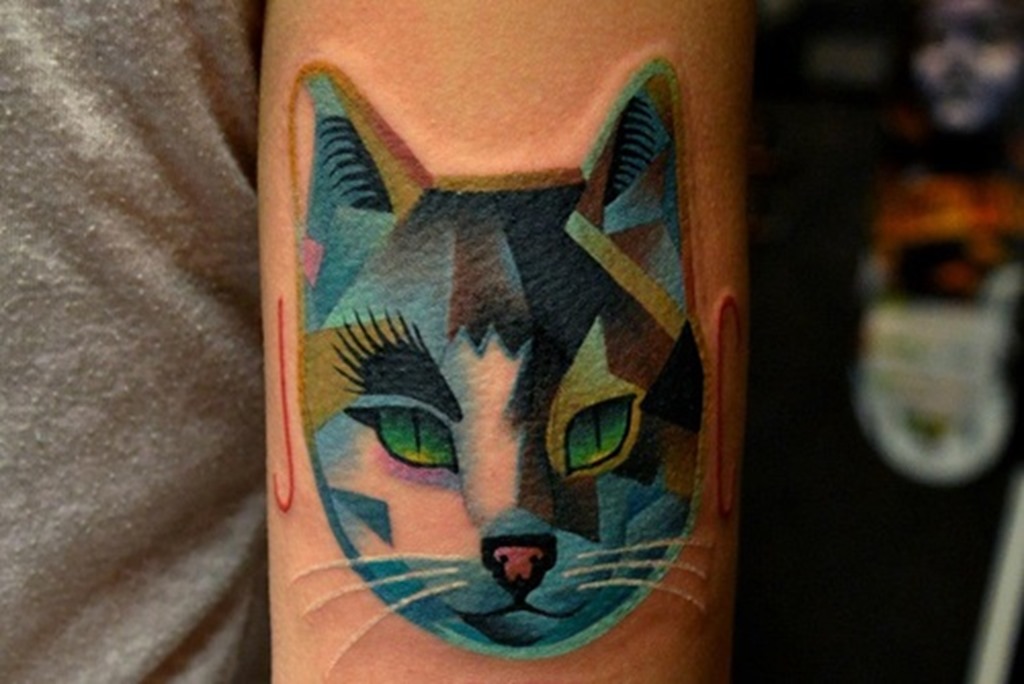 legal_coloridas_cabeça_de_gato_braço_de_tatuagem