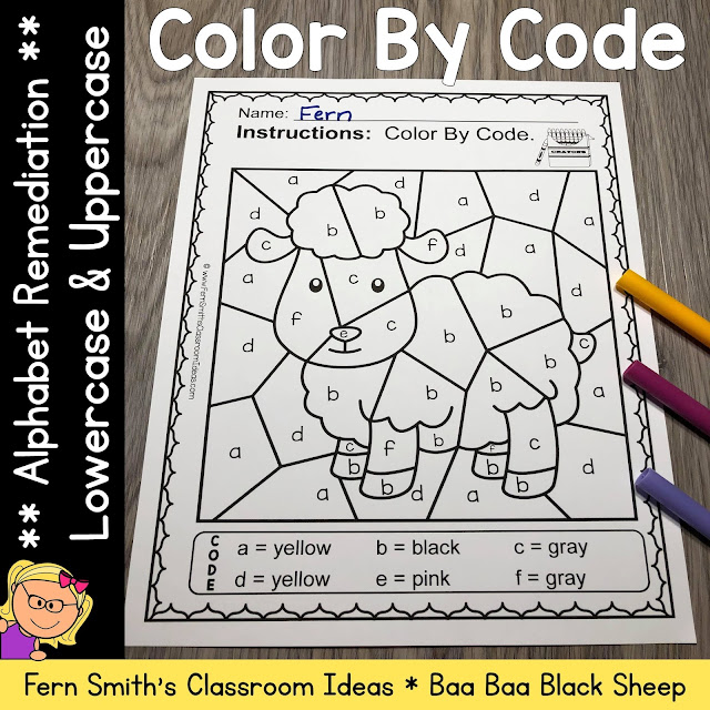 Click Here to Download This Terrific Color By Code Remediation Know Your Alphabet With a Baa Baa Black Sheep Theme Worksheets Resource For Your Classroom Use Today!