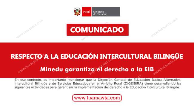 MINEDU emite comunicado con respecto a la Educación Intercultural Bilingüe