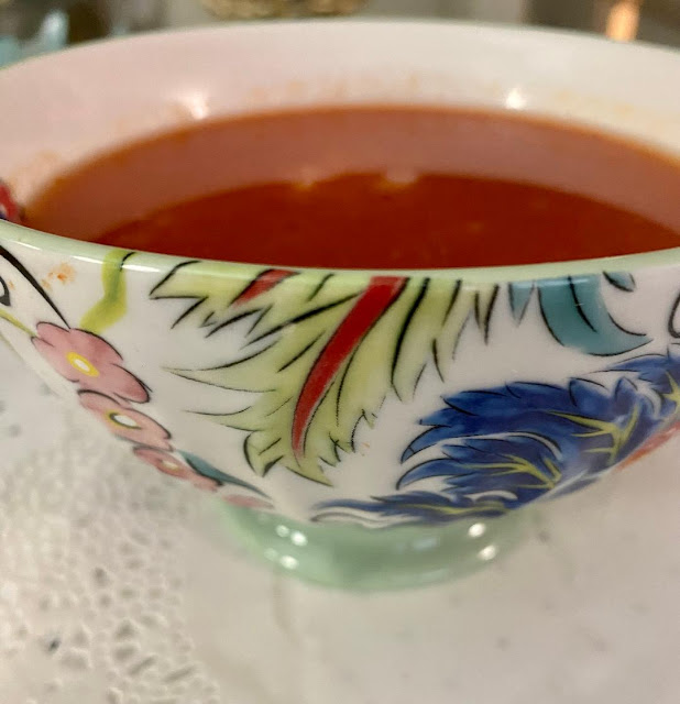 bowl of tomato soup, vegan