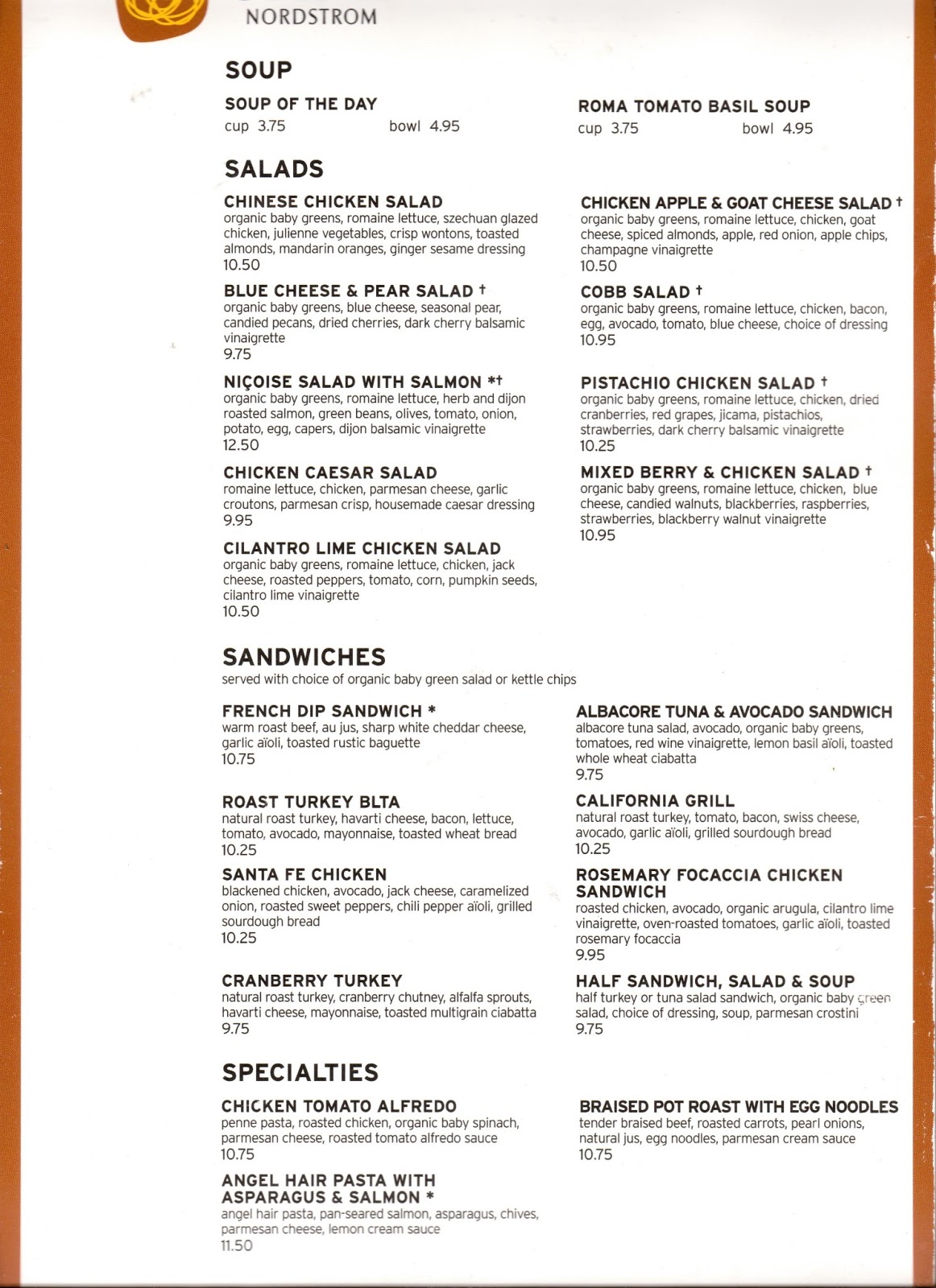 VC Menu: Cafe Nordstrom - Santa Barbara