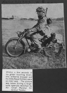 Soldier riding Royal Enfield Flying Flea.