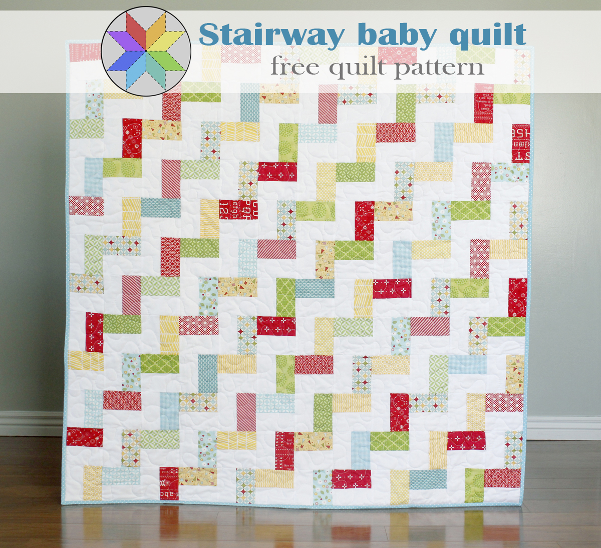 a bright corner stairway baby quilt a free quilt pattern