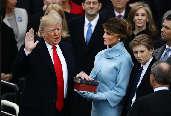 photo of Donald Trump's swearing in as U.S. President.