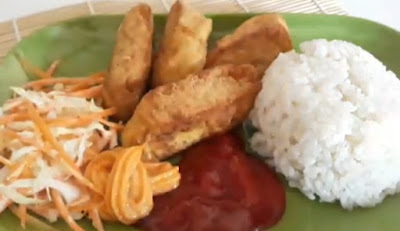 Enggrol tahu dan nasi