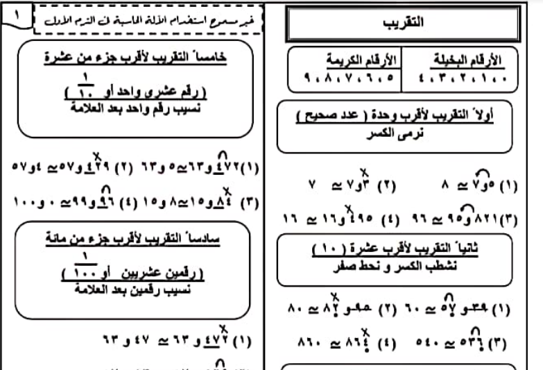 تحميل ملزمة شرح وتدريبات رياضيات للصف الخامس الابتدائى الفصل الدراسى الاول